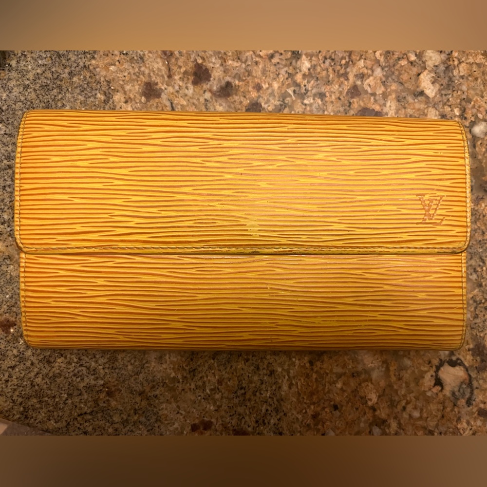 Louis Vuitton Epi Leather Sarah Wallet Yellow and Purple